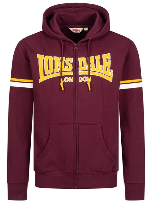 LONSDALE Sweatjakke 'Darfield'  gul / mørkerød / hvid