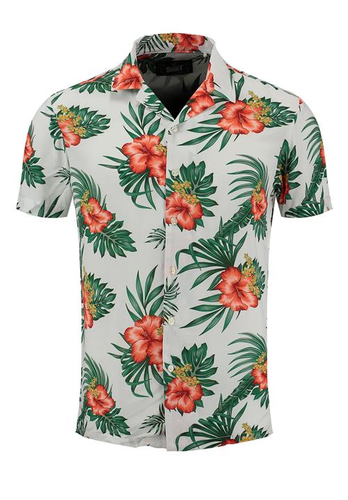 Key Largo Skjorte 'Hula'  gul / mørkegrøn / mørkeorange / hvid