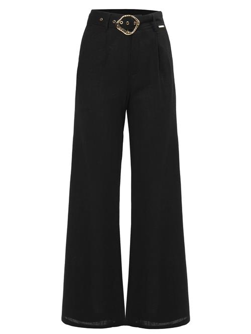 Influencer Bukser med lægfolder  sort