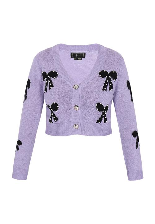 faina Cardigan  lilla / sort / perlehvid