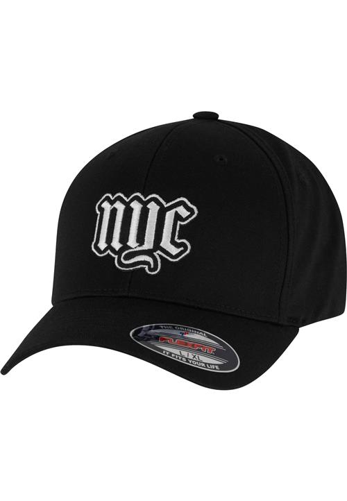 Flexfit Hætte 'NYC'  mørkegrå / rød / sort / hvid