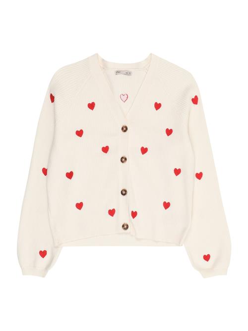 ONLY GIRLS Cardigan 'KOGDana'  creme / rød