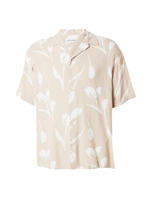 JACK & JONES Skjorte 'JJEJeff Charge'  nude / hvid
