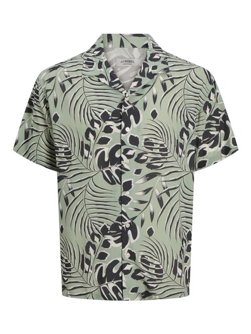 JJ Rebel Skjorte 'JREBBLOOM RESORT'  pastelgrøn / sort / hvid