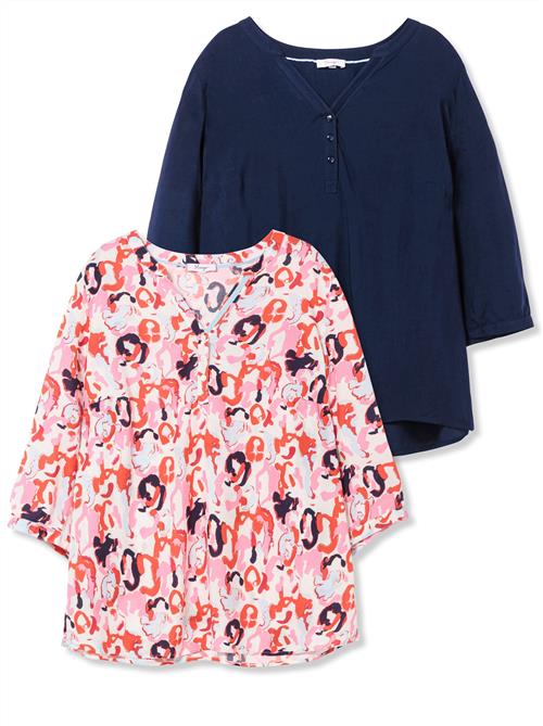 SHEEGO Bluse  mørkeblå / orange / rosé / hvid