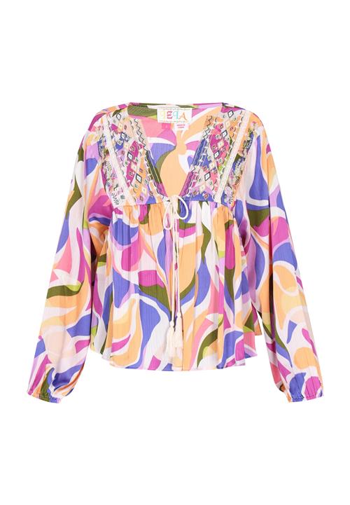 IZIA Bluse 'Fashion Look'  oliven / violetblå / lyseorange / hvid