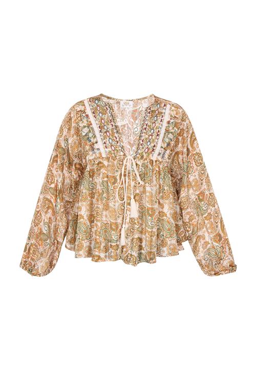 usha FESTIVAL Bluse 'Folklore'  creme / camel / mørkerød / hvid