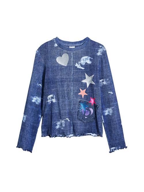 Desigual Bluser & t-shirts  blue denim / fersken / pink / sølv