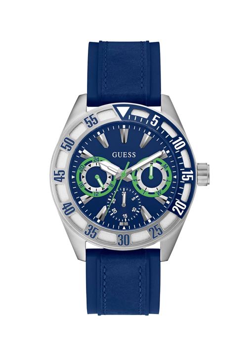 GUESS Analogt ur 'LETTERMAN'  blå / sølvgrå / hvid