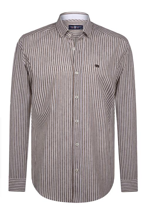 Jimmy Sanders Skjorte  brun / hvid