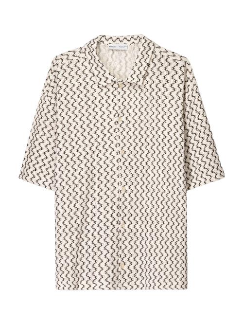 Bershka Skjorte  ecru / sort