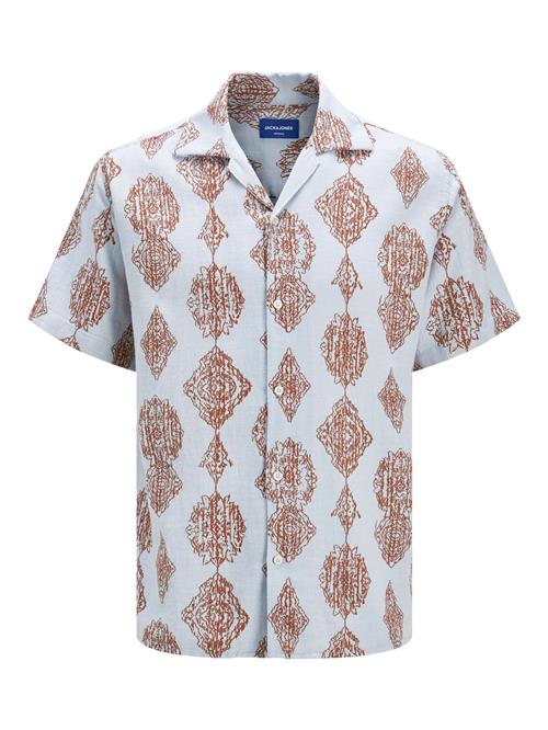 JACK & JONES Skjorte 'JORHydra Noto'  lyseblå / brun