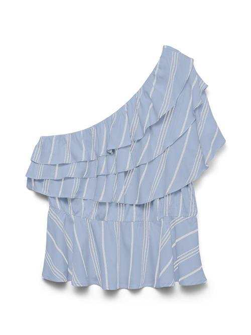 VERO MODA Bluse 'VMKimmi'  himmelblå / hvid