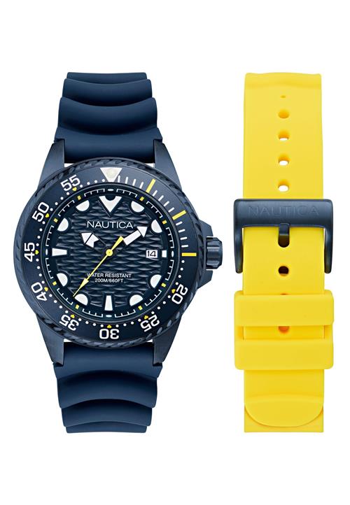 NAUTICA Analogt ur 'Sea Dive'  mørkeblå / gul / hvid