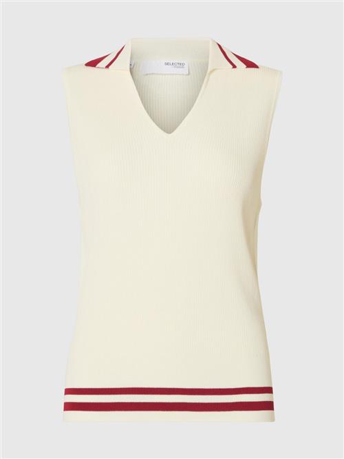 SELECTED Sticktop  greige / mørkerød