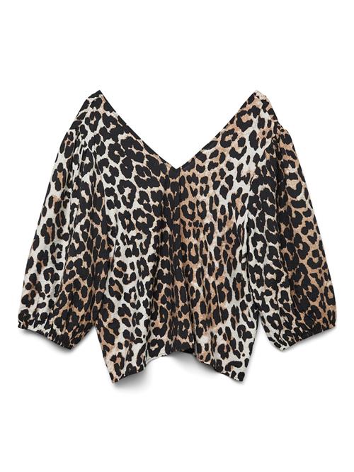 VERO MODA Bluse 'VMJosie'  lysebrun / lysegrå / sort