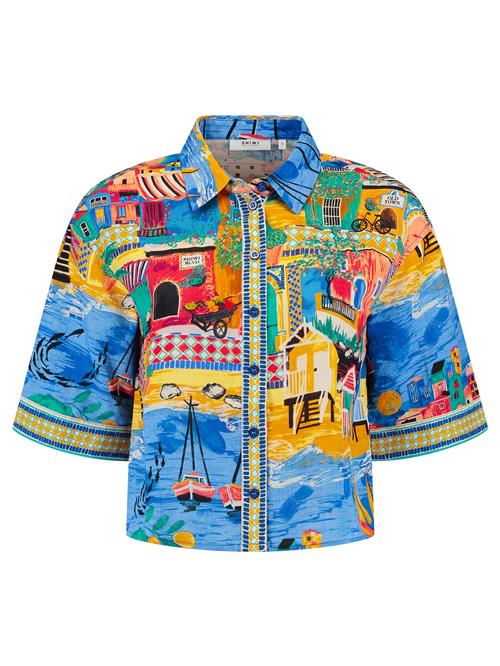 Shiwi Bluse  lyseblå / smaragd / koral / sort