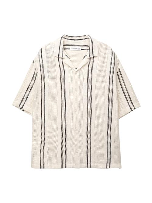 Pull&Bear Skjorte  ecru / sort