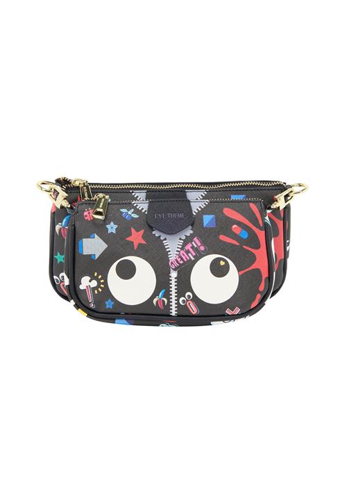 MYMO Skuldertaske 'Pop Eyetheme'  grå / rød / sort / hvid