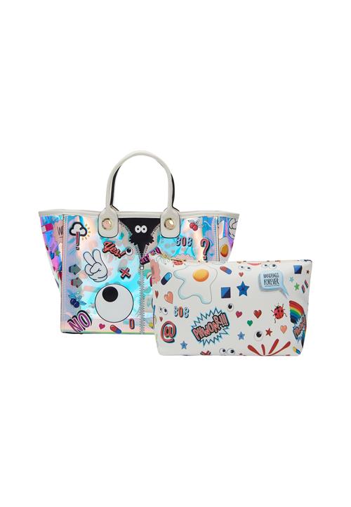 MYMO Shopper 'Pop Eyetheme'  gylden gul / lilla / sort / hvid