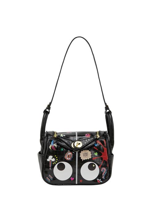 MYMO Skuldertaske 'Pop Eyetheme'  abrikos / rødviolet / sort / hvid