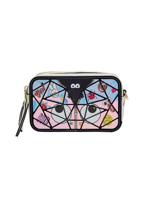 MYMO Skuldertaske 'Pop Eyetheme'  lilla / lyserød / sort / hvid