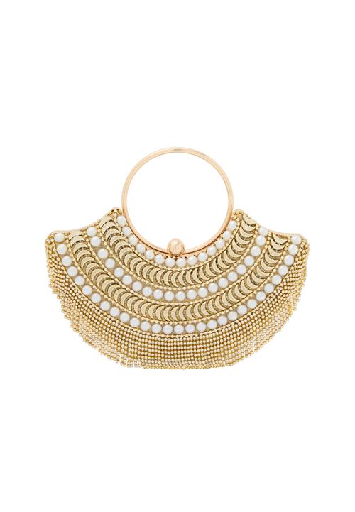 faina Håndtaske  beige / guld / perlehvid