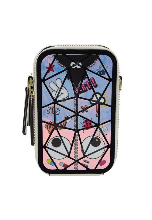 MYMO Skuldertaske 'Pop Eyetheme'  lyseblå / lyserød / sort / hvid