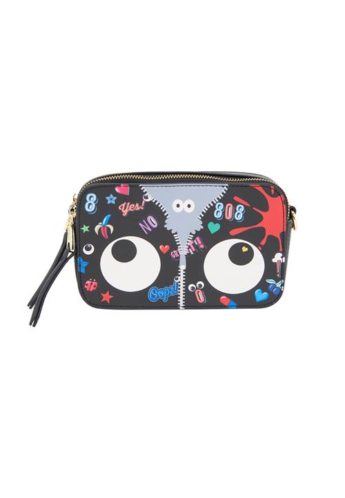 MYMO Skuldertaske 'Pop Eyetheme'  creme / dueblå / lys rød / sort