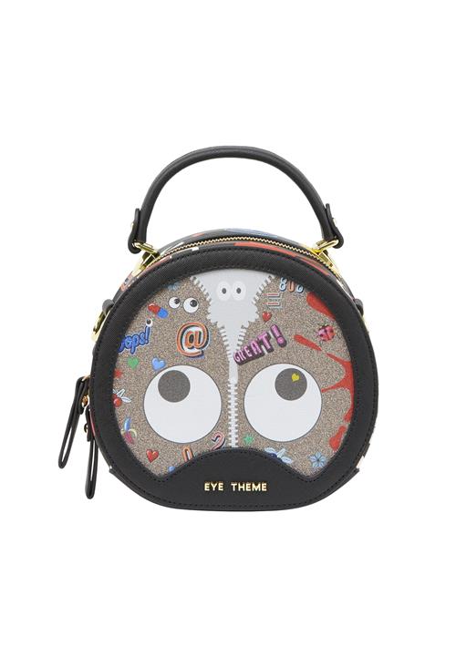 MYMO Håndtaske 'Pop Eyetheme'  lysebrun / rød / sort / hvid