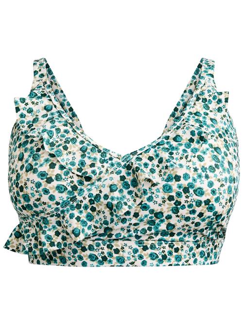 Swim by Zizzi Bikinioverdel 'Katrin'  turkis / pastelgrøn / sort / hvid