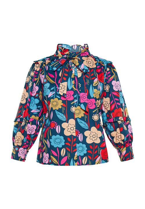 Usha Bluse  beige / lyseblå / fuchsia / rød