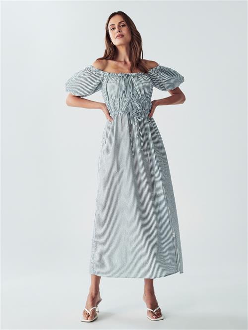 Willa Kjole  smaragd / hvid