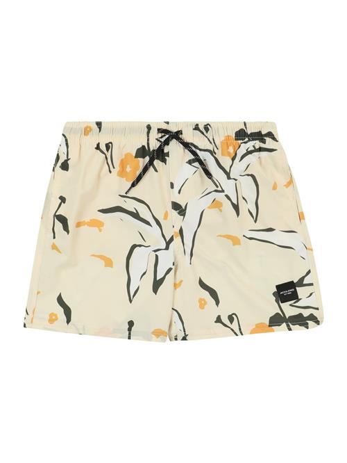 Jack & Jones Junior Badeshorts 'JPSTMaui'  creme / khaki / orange / hvid