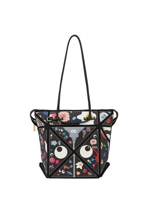 MYMO Skuldertaske 'Pop Eyetheme'  grå / rød / sort / hvid