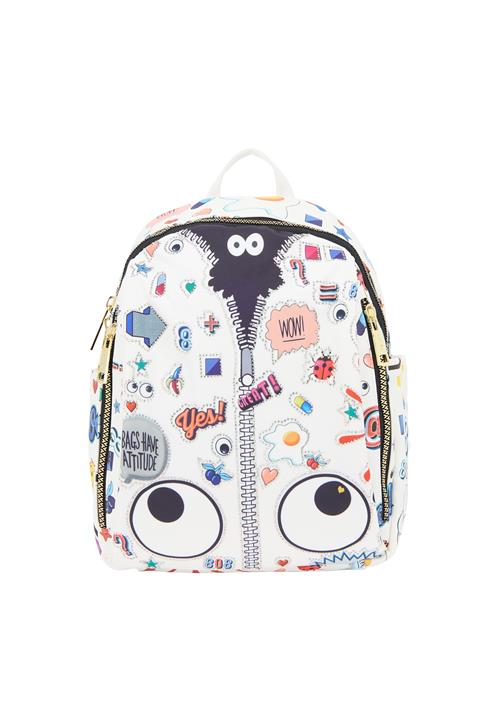 MYMO Rygsæk 'Pop Eyetheme'  blå / fersken / sort / hvid