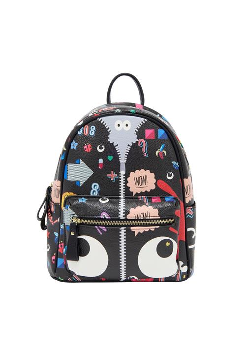 MYMO Rygsæk 'Eyetheme'  lyselilla / lys pink / sort / hvid