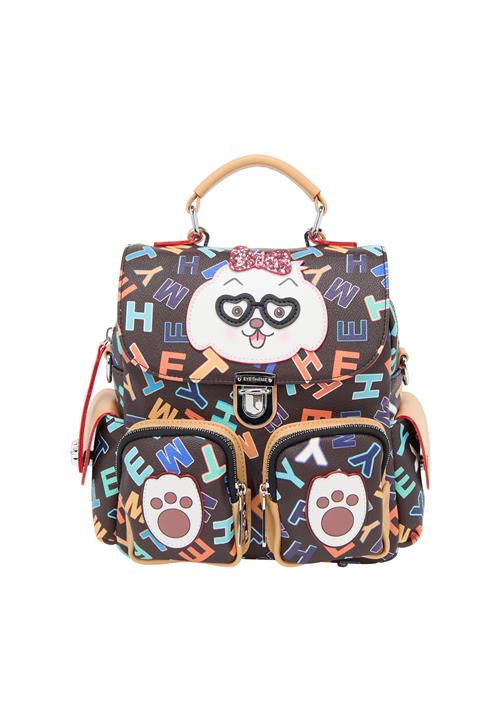 MYMO Rygsæk 'Pop Eyetheme'  blå / brun / sort / hvid