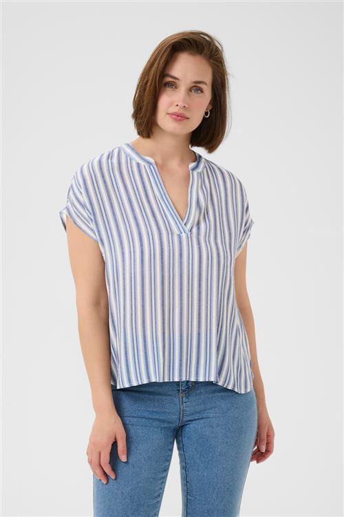 Kaffe Bluse  marin / lyseblå / offwhite
