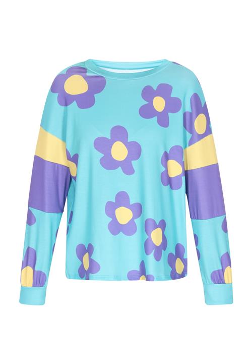 ebeeza Sweatshirt 'Fashion Look'  azur / pastelgul / mørkelilla