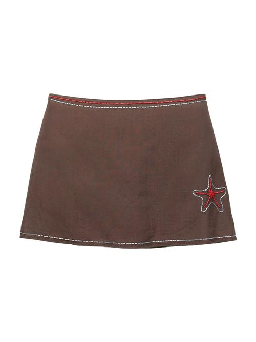 Pull&Bear Nederdel  mørkebrun / mørkerød / sølv