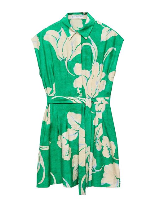 MANGO Blusekjole 'FLOR'  ecru / grøn