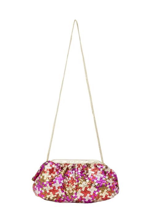 NAEMI Clutch  guld / mørkeorange / pink