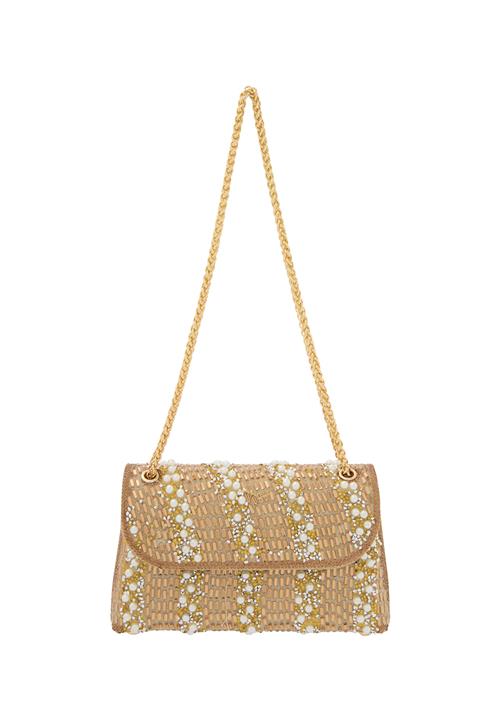 NAEMI Skuldertaske  lysebrun / mørkegul / guld / perlehvid