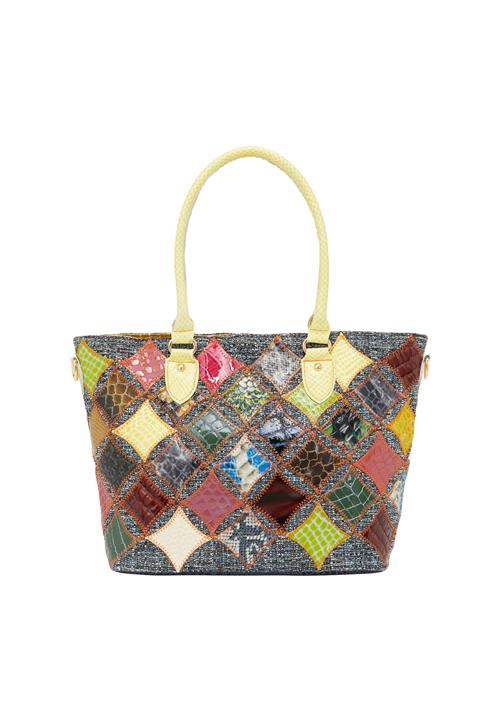 ebeeza Shopper  pastelgul / mørkegrøn / lysviolet / sort