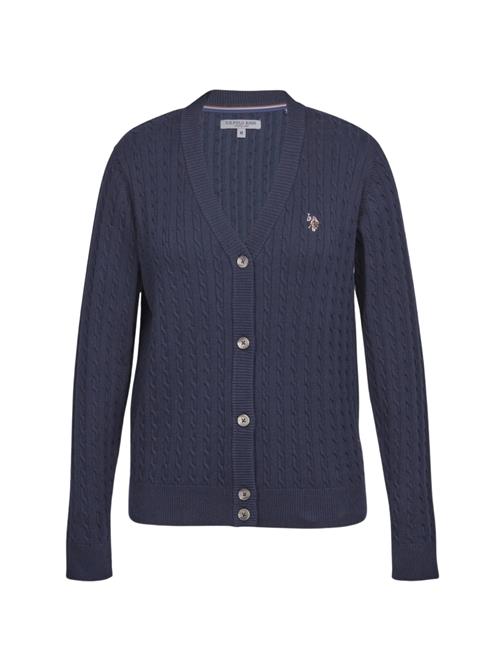 U.S. POLO ASSN. Cardigan 'Gill'  lysebeige / safir / umbra / blodrød
