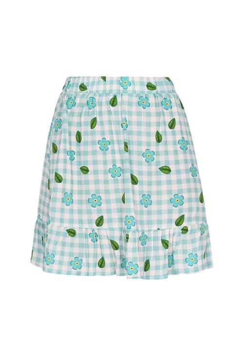 swirly Nederdel 'Back To School'  turkis / hvid