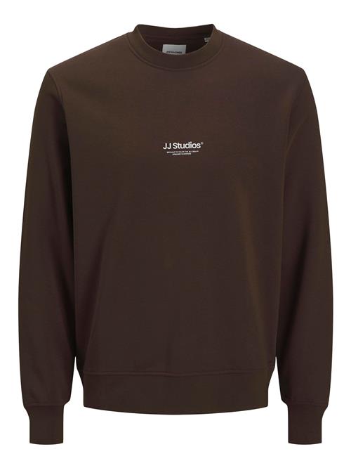 JACK & JONES Sweatshirt 'JJESOHO'  mørkebrun / hvid