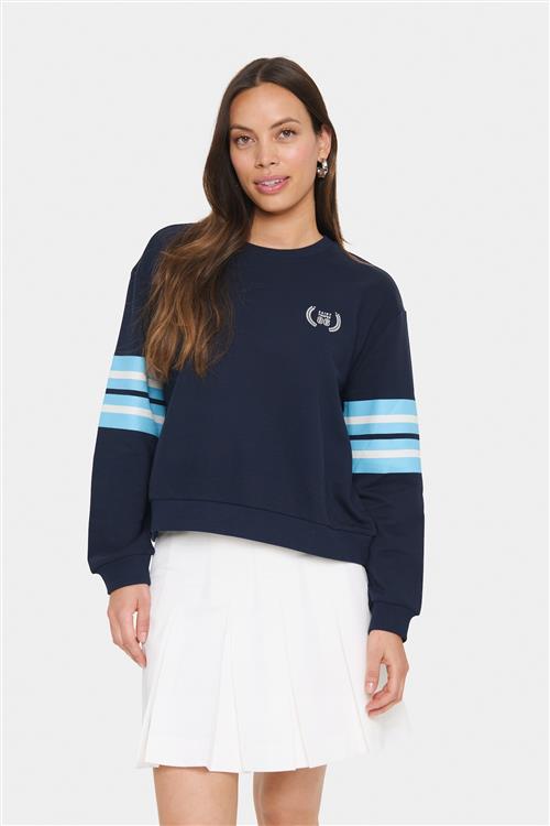 SAINT TROPEZ Sweatshirt 'Jinny'  natblå / neonblå / hvid