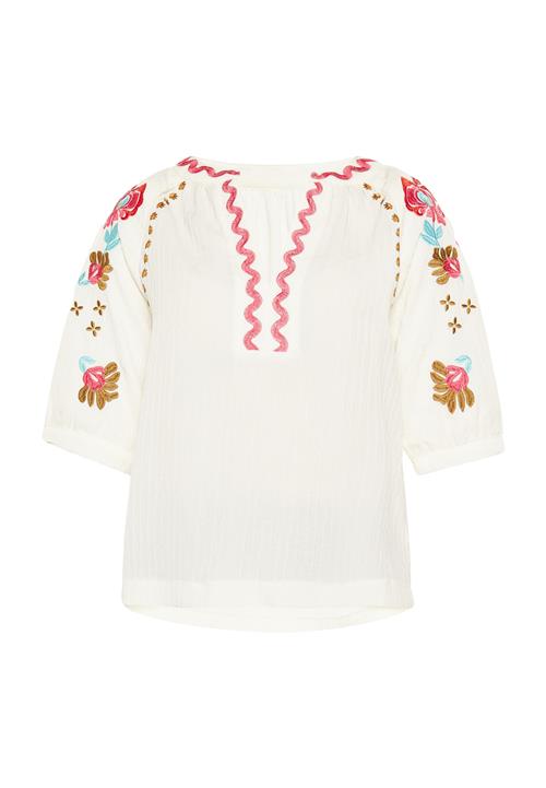 Gaya Bluse 'Festival'  creme / lyseblå / oliven / mørk pink